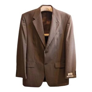 Bill Blass 40L Traveler Cloth 100% Wool Brown Wagner Suit Jacket 1pc NWT